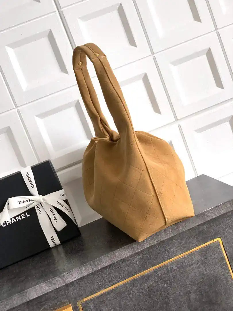Chanel Hobo Bag 26C Suede AS5799 Brown Yellow