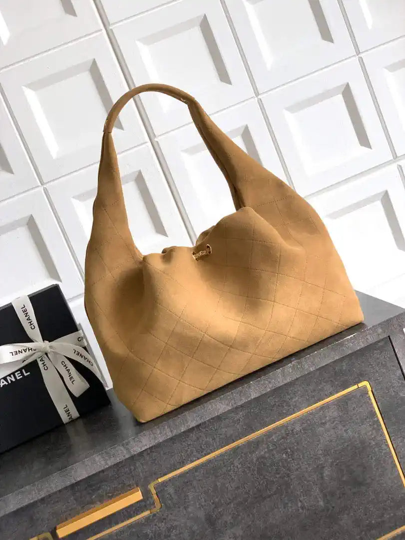 Chanel Hobo Bag 26C Suede AS5799 Brown Yellow
