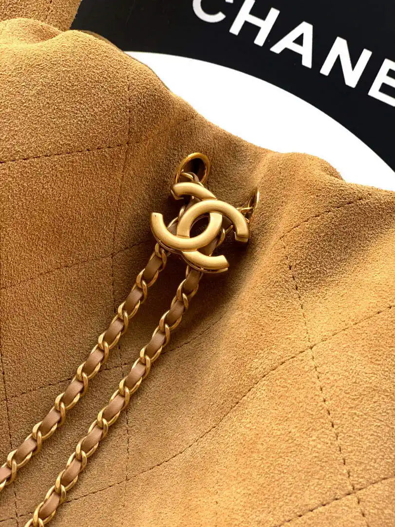 Chanel Hobo Bag 26C Suede AS5799 Brown Yellow