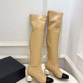 Chanel Jumbo Pearl Heel Stretch Boots Shoes C93690
