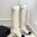 Chanel Jumbo Pearl Heel Stretch Boots Shoes C93691