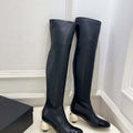 Chanel Jumbo Pearl Heel Stretch Boots Shoes C93692