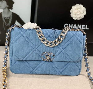 Chanel Large19 Handbag Lambskin AS1161 Light Blue - Default Title - View 1