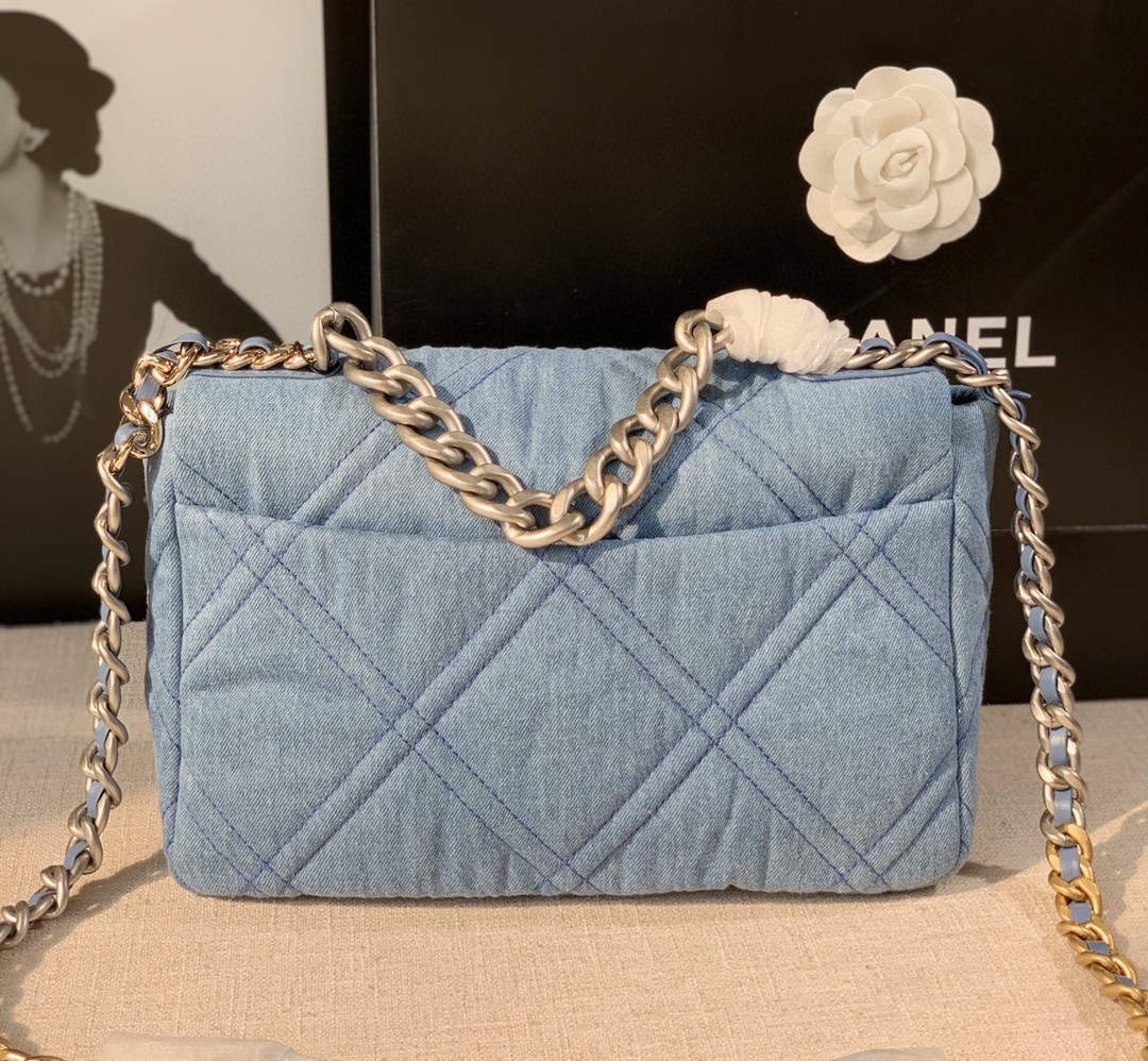 Chanel Large19 Handbag Lambskin AS1161 Light Blue - Default Title - View 2