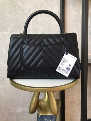Chanel Large Flap Bag With Brown Top Handle Bag A92991 Black with Black Hardward - Default Title - View 2