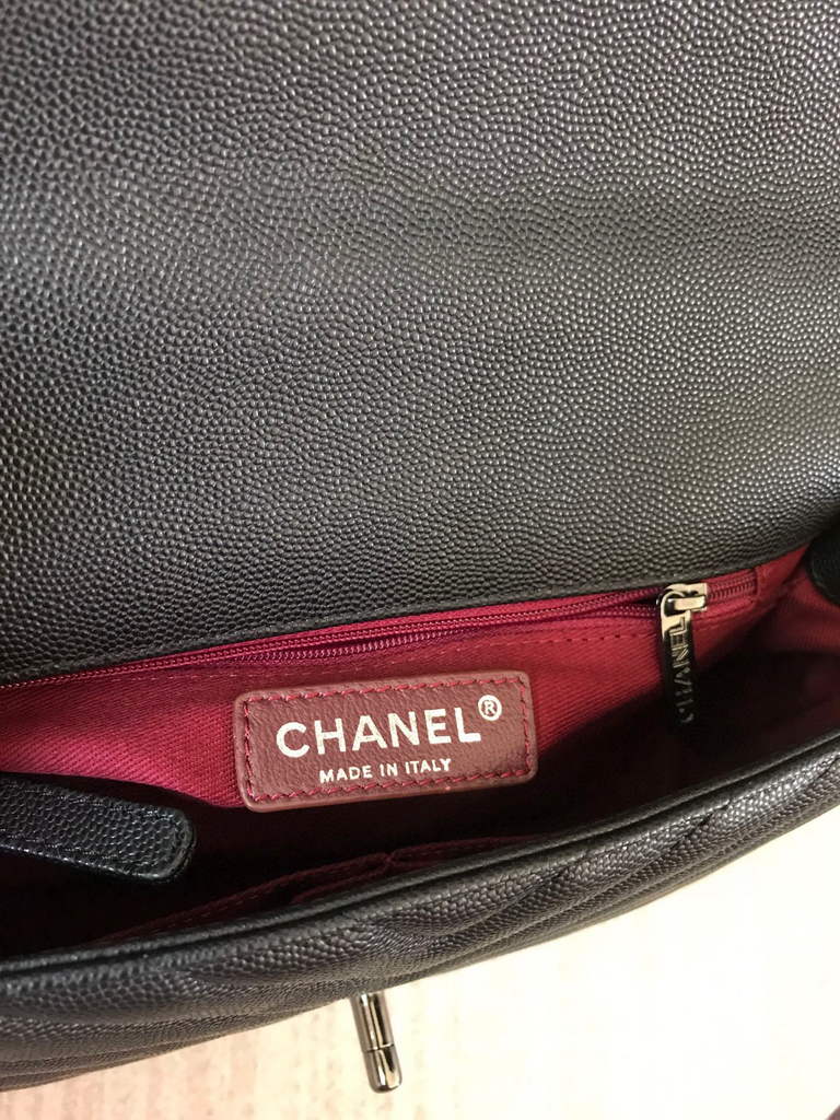 Chanel Large Flap Bag With Brown Top Handle Bag A92991 Black with Black Hardward - Default Title - View 9