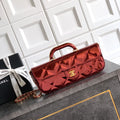 Chanel Large Flap Bag With Top Handle Metallic Mirror Calfskin AS5807 Burgundy