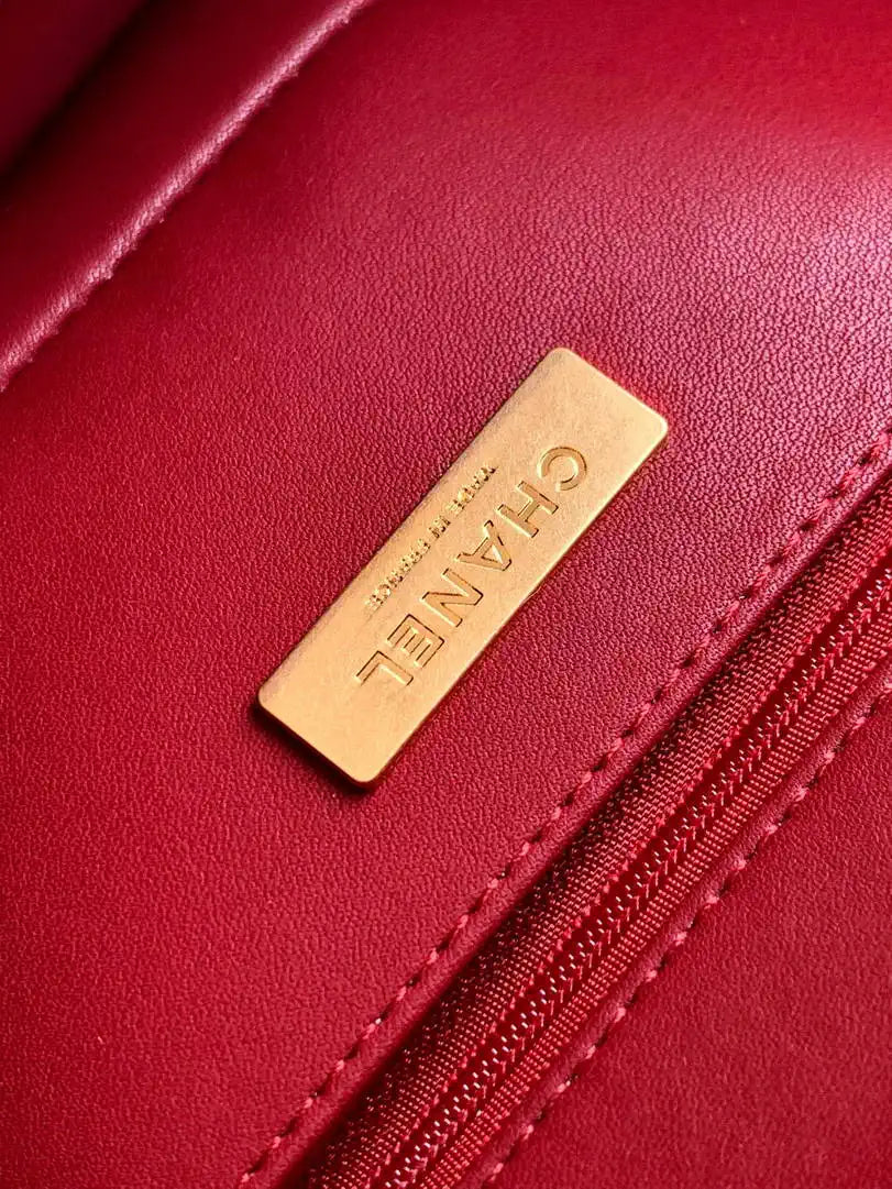 Chanel Large Flap Bag With Top Handle Metallic Mirror Calfskin AS5807 Burgundy