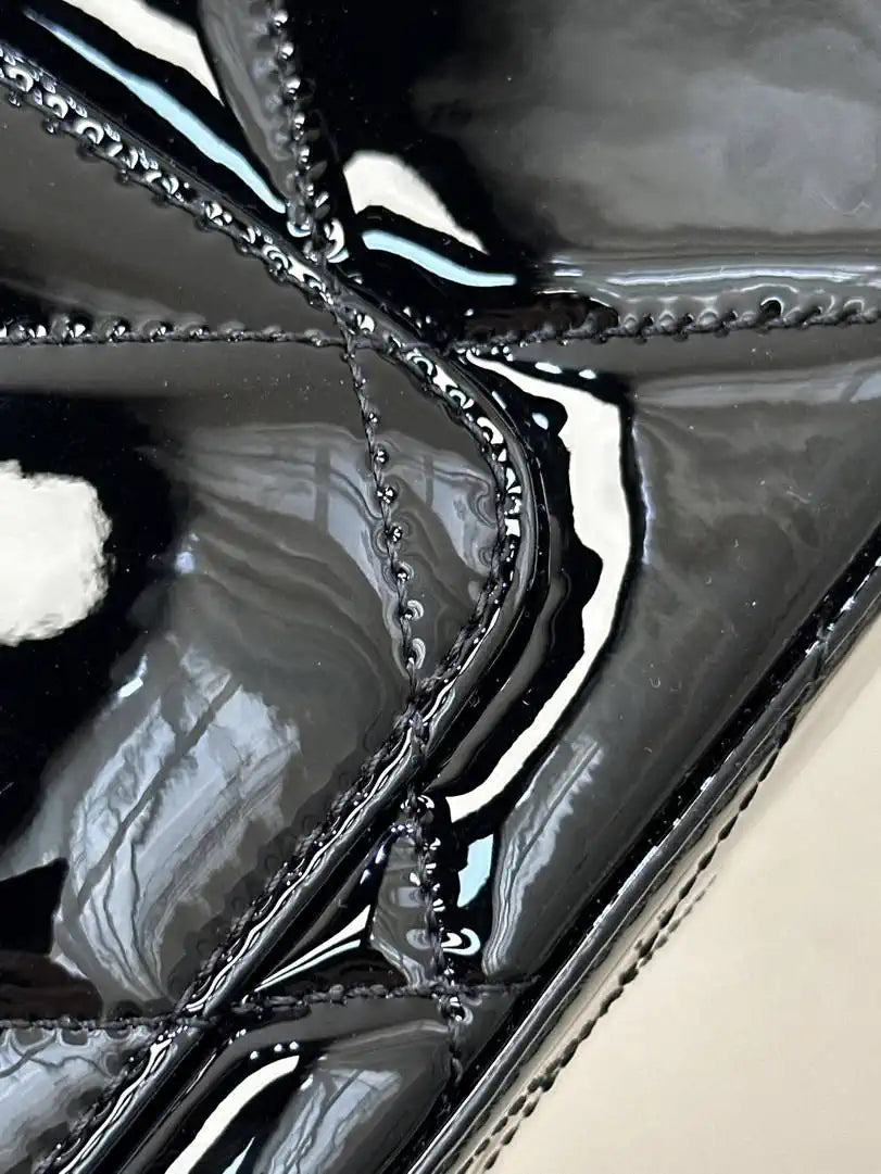 Chanel Large Flap Bag With Top Handle Metallic Mirror Calfskin & Gold-Tone Metal AS5807 Black