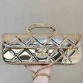 Chanel Large Flap Bag With Top Handle Metallic Mirror Calfskin & Gold-Tone Metal AS5807 Light Gold