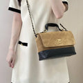 Chanel Large Flap Bag With Top Handle Suede Calfskin Shiny Lambskin AS5637 Brown