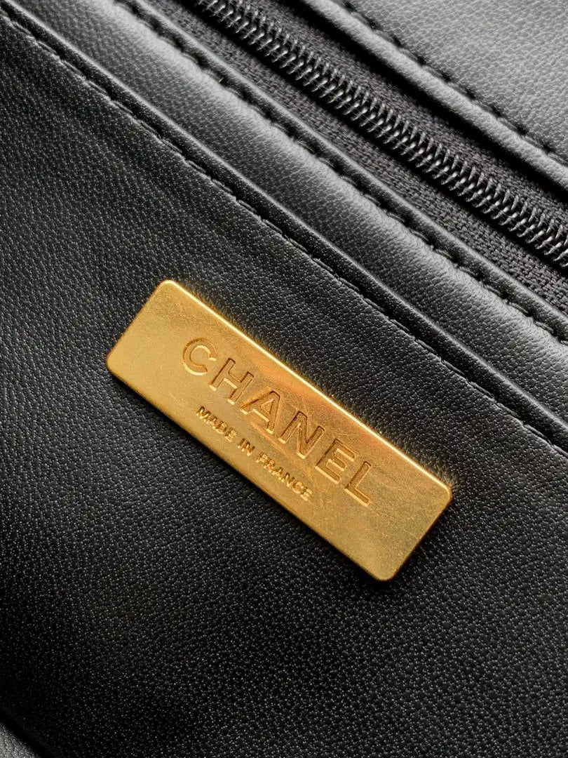 Chanel Large Flap Bag With Top Handle Tweed & Gold Metal  AS5807 Black