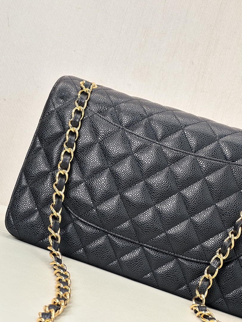 Chanel Large Flap Handbag Classic bag Grained shiny Calfskin gold  A58600 Black - Default Title - View 8