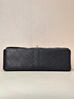 Chanel Large Flap Handbag Classic bag Grained shiny Calfskin gold  A58600 Black - Default Title - View 9