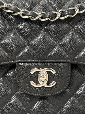 Chanel Large Flap Handbag Classic bag Grained shiny Calfskin Silver A58600 Black - Default Title - View 5