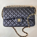 Chanel Large Flap Handbag Classic bag  shiny  Lambskin Gold A58600 Black - Default Title - View 1