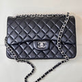Chanel Large Flap Classic Handbag shiny  Lambskin A58600 Black Silver - Default Title - View 1