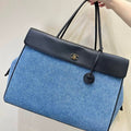 Chanel AS6289 Large Shopping Bag Canvas & Calfskin Denim blue