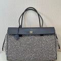 Chanel AS6289 Large Shopping Bag Canvas & Calfskin Gray Brown
