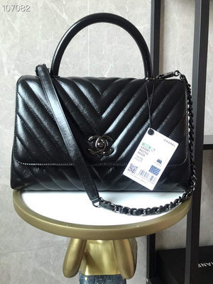 Chanel Large Top Handle Bag A92991 lambskin Black with Black Hardward - Default Title - View 1