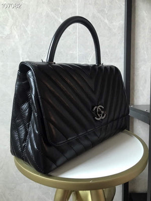 Chanel Large Top Handle Bag A92991 lambskin Black with Black Hardward - Default Title - View 4