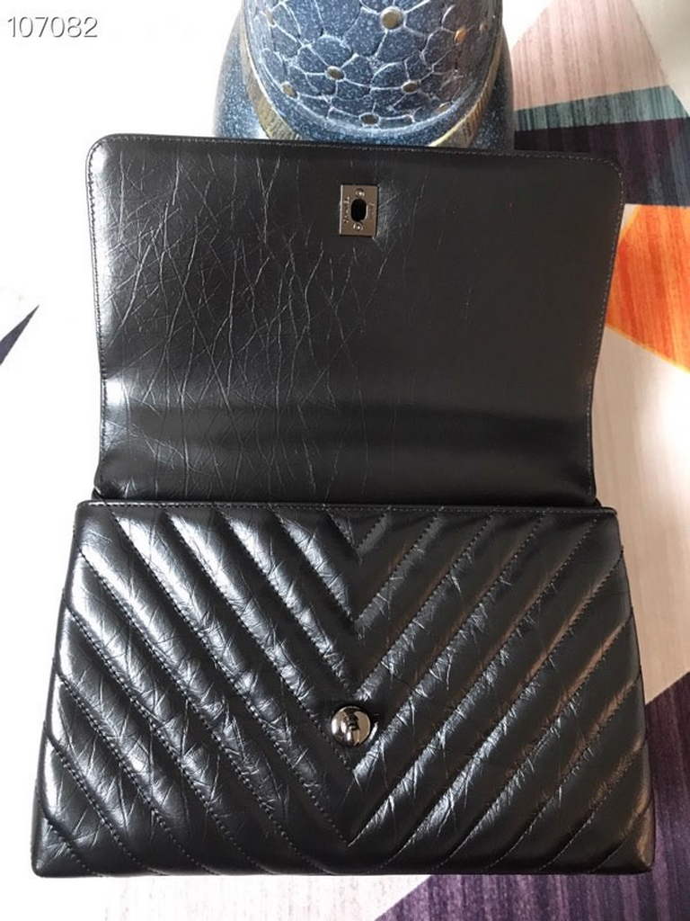 Chanel Large Top Handle Bag A92991 lambskin Black with Black Hardward - Default Title - View 8
