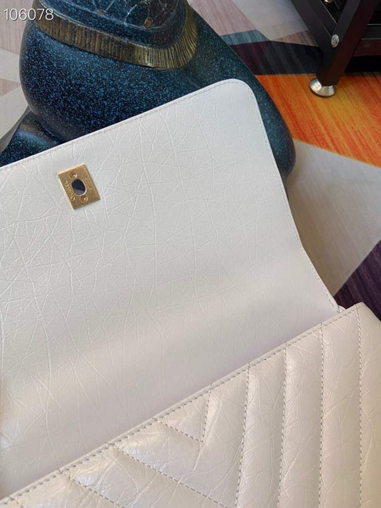 Chanel Large Top Handle Bag A92991 lambskin V gird White Gold - Default Title - View 8