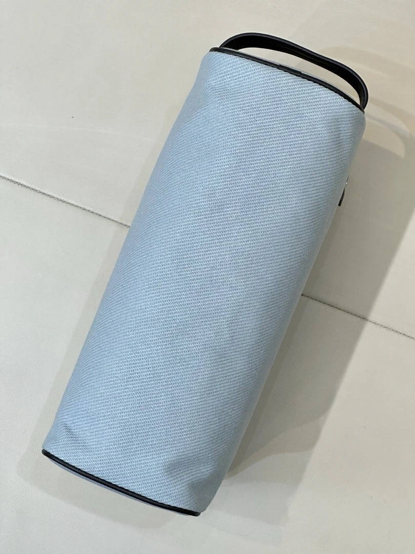 Chanel Large Zipped Pouch Canvas Calfskin & Silver-Tone Metal  AP5267 Blue & Black - Default Title - View 8