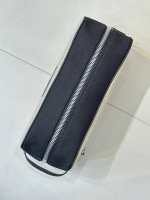 Chanel Large Zipped Pouch Canvas Calfskin & Silver-Tone Metal  AP5267 White &Black - Default Title - View 5
