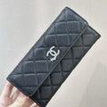 Chanel Long Flap Wallet Grained shiny calfskin AP3724 Black