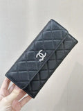 Chanel Long Flap Wallet Grained shiny calfskin AP3724 Black