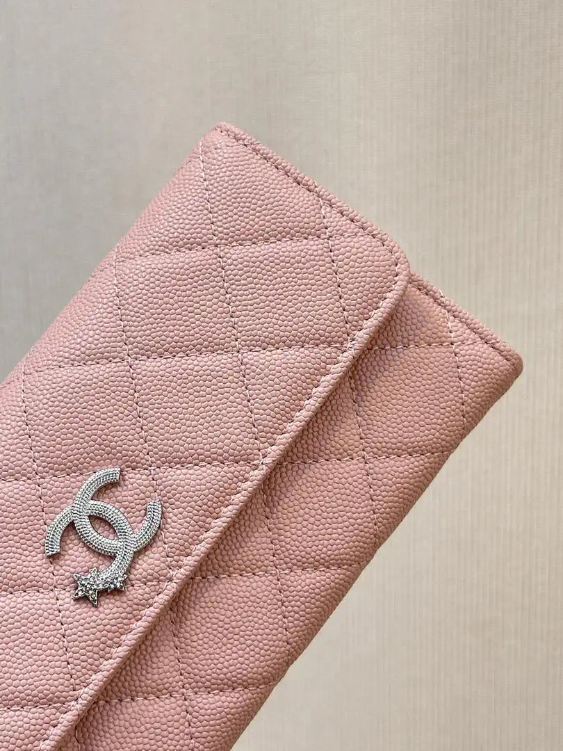 Chanel Long Flap Wallet Grained shiny calfskin AP3724 Pink