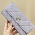 Chanel Long Flap Wallet Grained shiny calfskin AP3724 Light Purple
