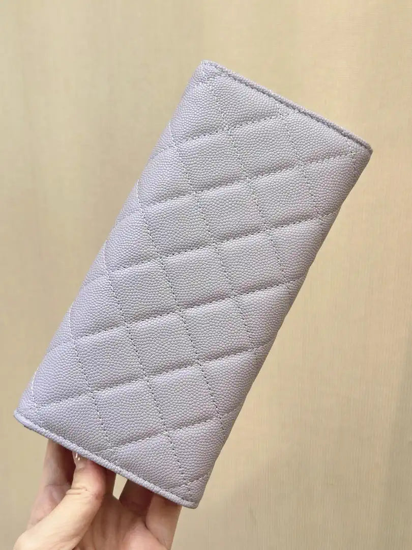 Chanel Long Flap Wallet Grained shiny calfskin AP3724 Light Purple