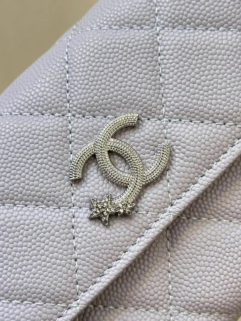 Chanel Long Flap Wallet Grained shiny calfskin AP3724 Light Purple