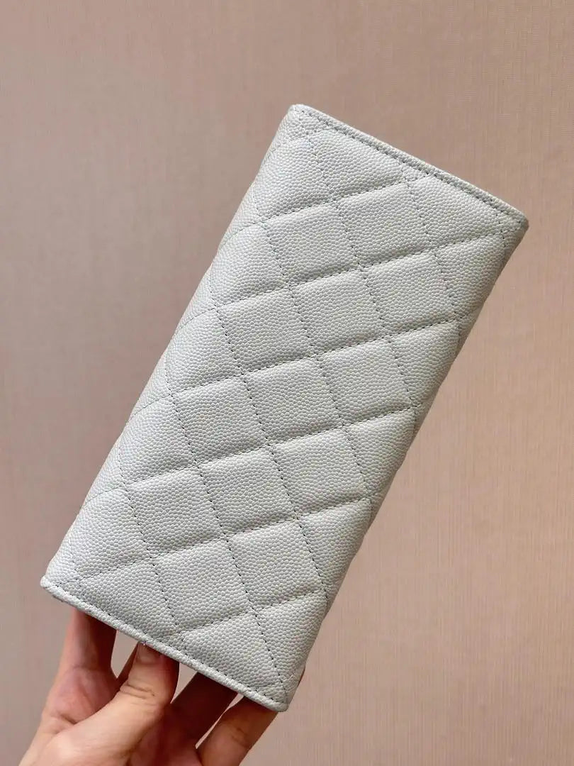 Chanel Long Flap Wallet Grained shiny calfskin AP3724 Ligth Blue