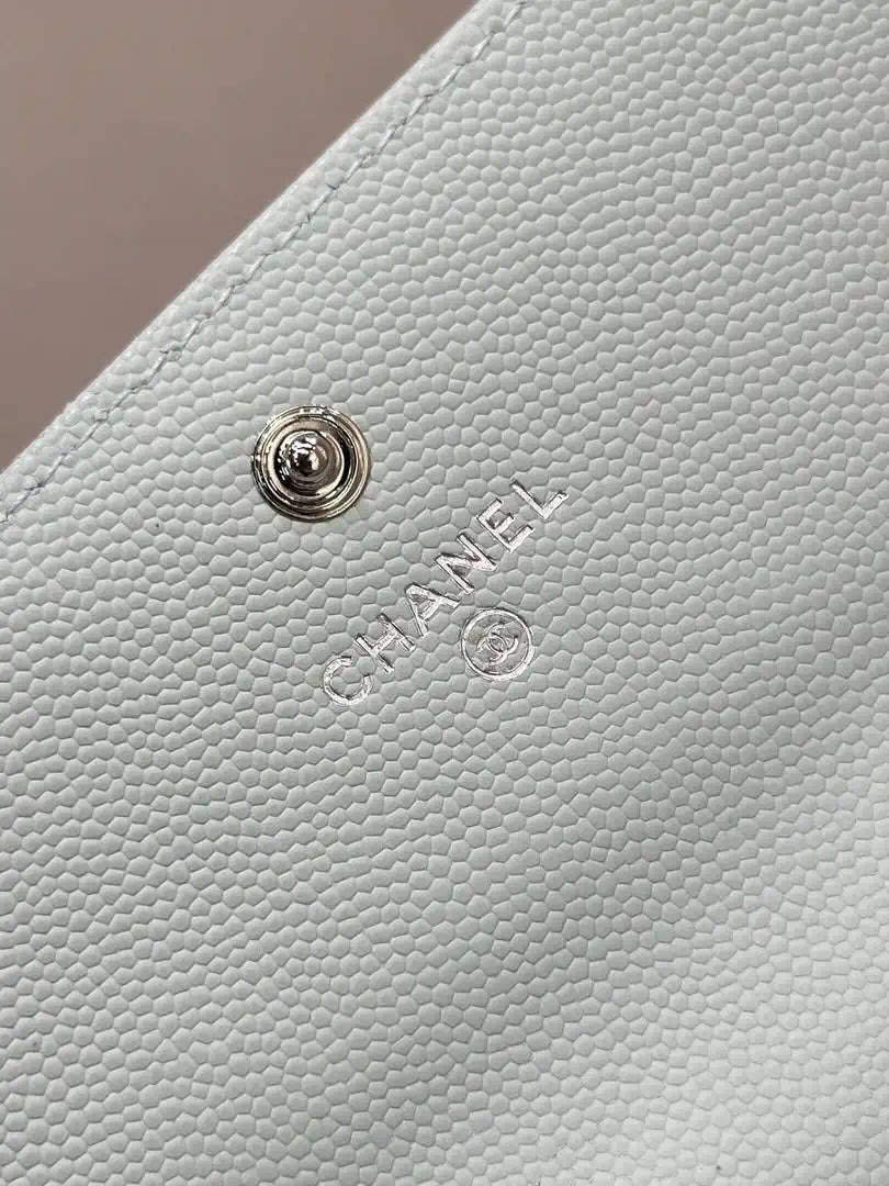 Chanel Long Flap Wallet Grained shiny calfskin AP3724 Ligth Blue