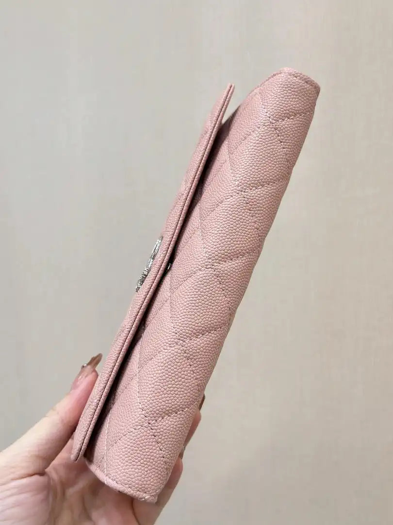 Chanel Long Flap Wallet Grained shiny calfskin AP3724 Pink