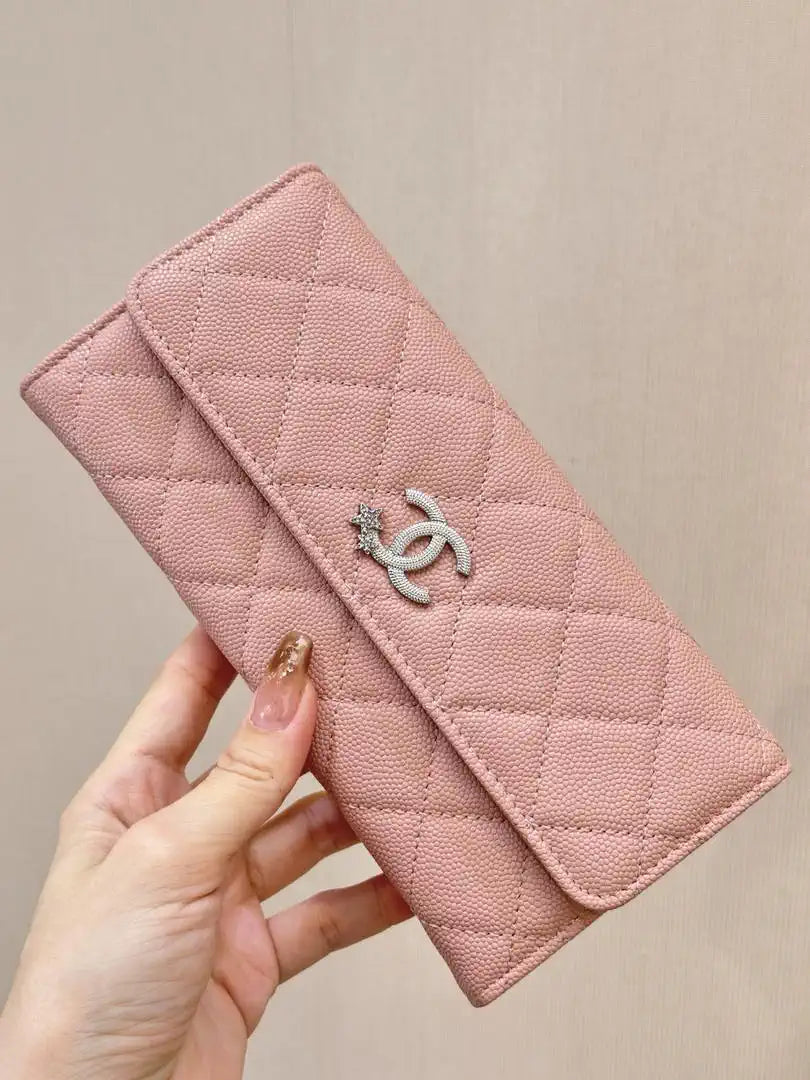 Chanel Long Flap Wallet Grained shiny calfskin AP3724 Pink