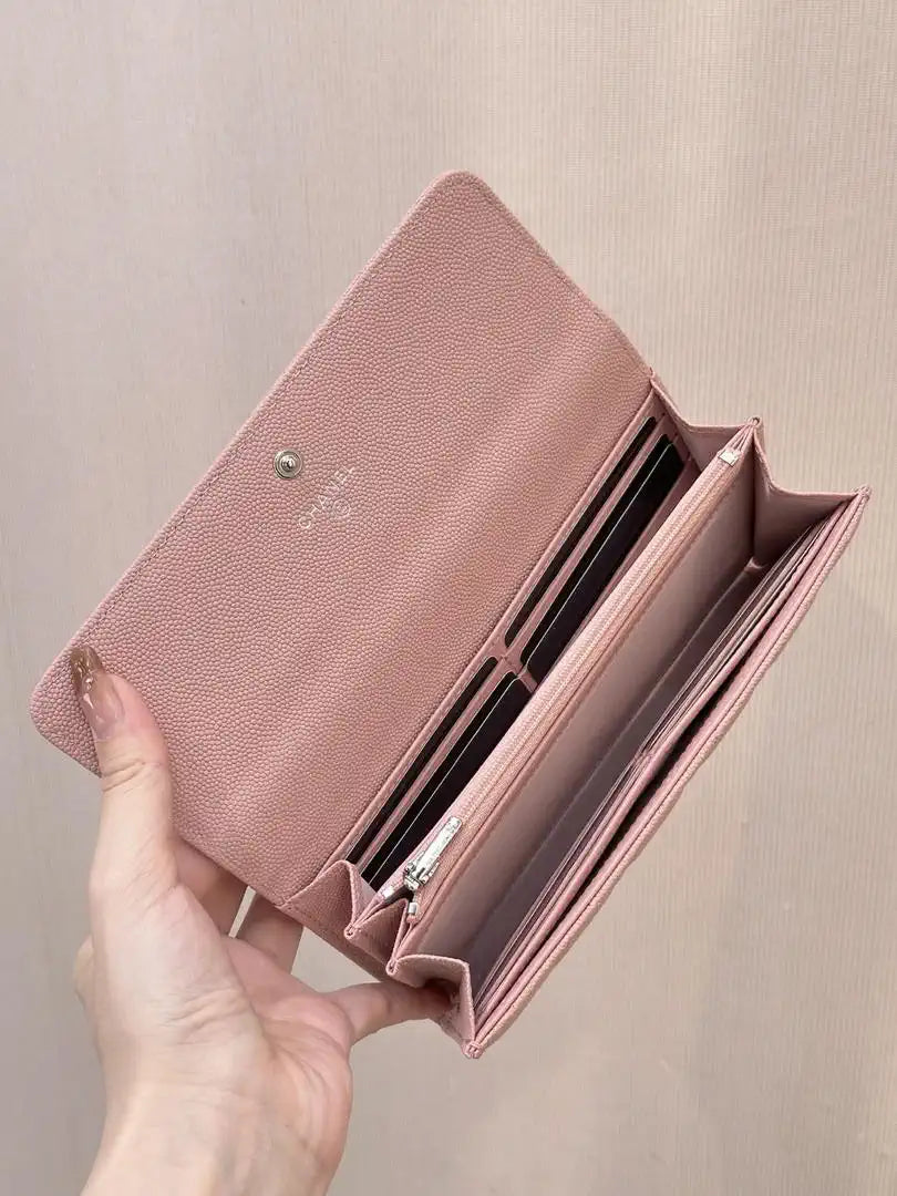 Chanel Long Flap Wallet Grained shiny calfskin AP3724 Pink