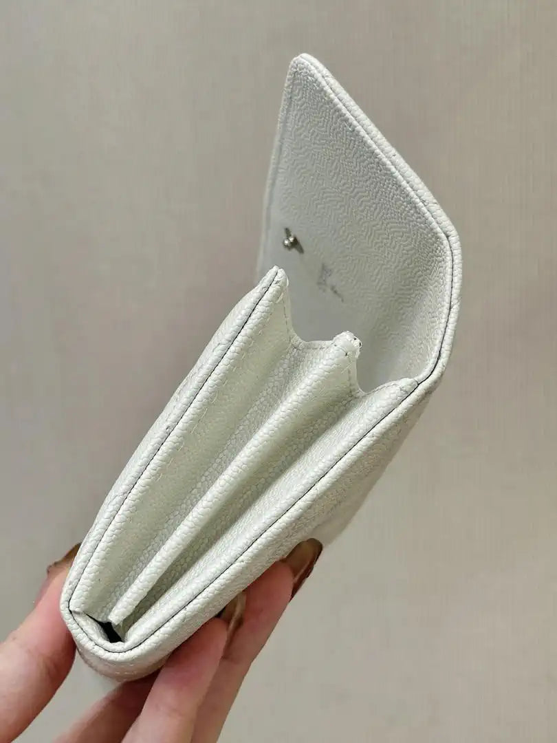 Chanel Long Flap Wallet Grained shiny calfskin AP3724 White