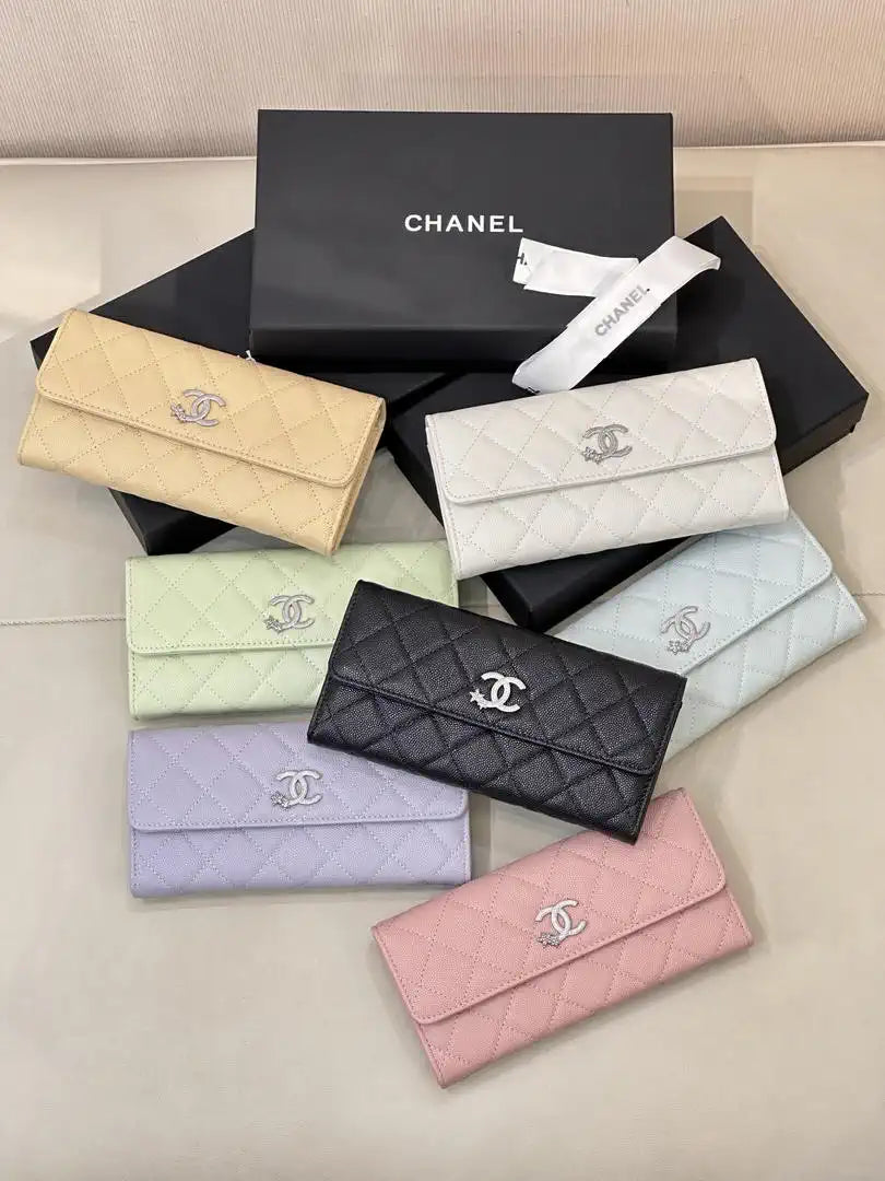 Chanel Long Flap Wallet Grained shiny calfskin AP3724 White