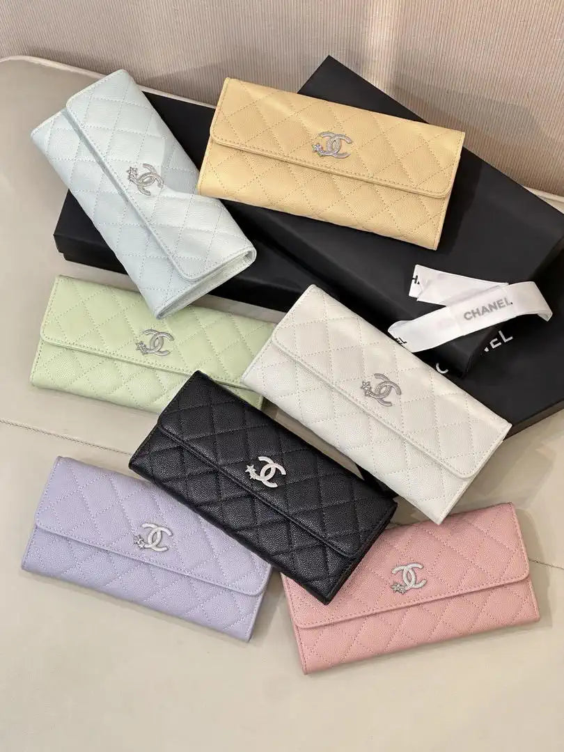 Chanel Long Flap Wallet Grained shiny calfskin AP3724 Yellow