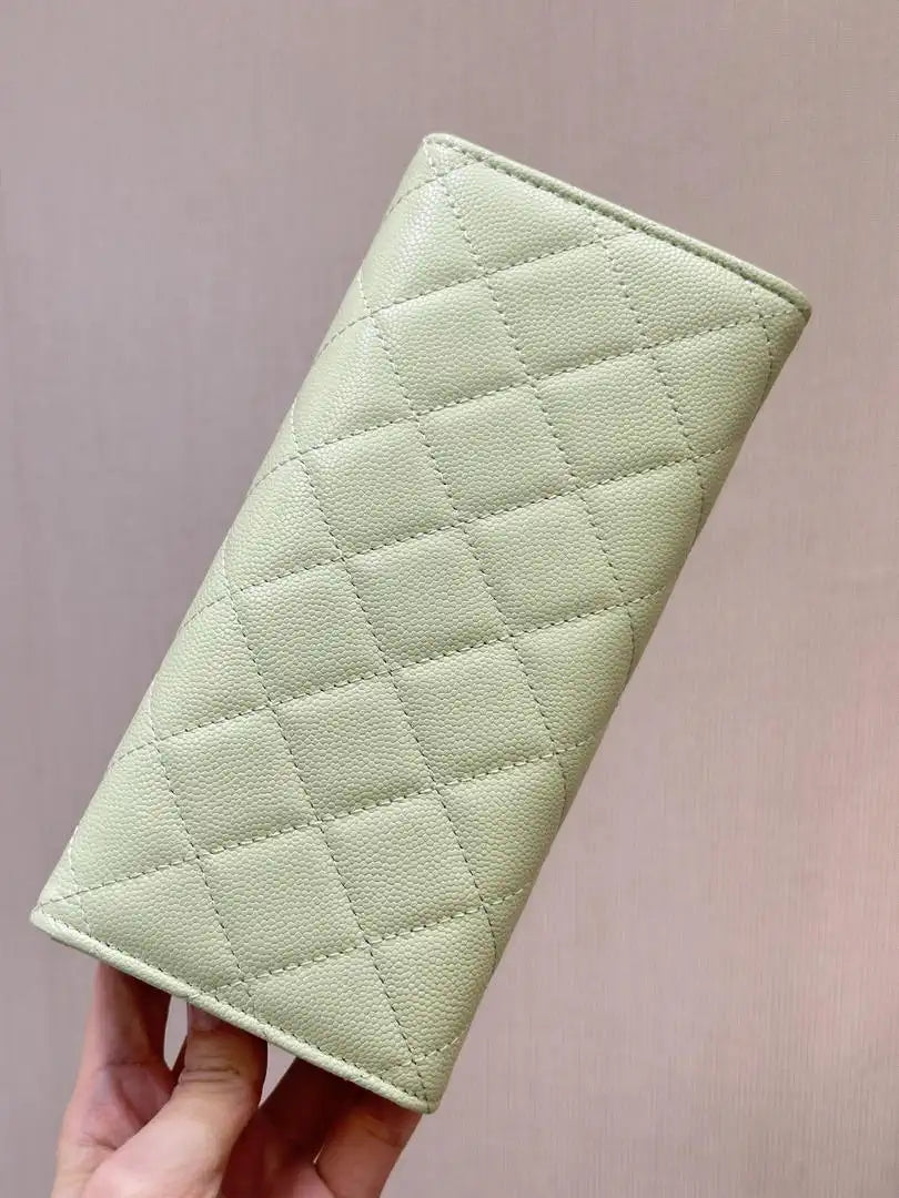 Chanel Long Flap Wallet Grained shiny calfskin AP3724 Green