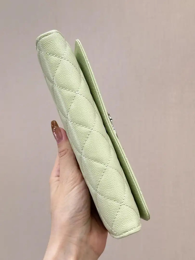 Chanel Long Flap Wallet Grained shiny calfskin AP3724 Green