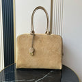 Chanel Maxi Bowling Bag Suede Calfskin & Gold-Tone Metal  AS6212 Dark Beige