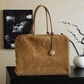 Chanel Maxi Bowling Bag Suede Calfskin & Gold-Tone Metal  AS6212 Dark Brown - Default Title - View 1