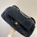 Chanel Maxi Bowling Bag Velvet-Effect Nylon & Gold-Tone Metal AS5055 Black