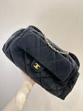Chanel Maxi Bowling Bag Velvet-Effect Nylon & Gold-Tone Metal AS5055 Black