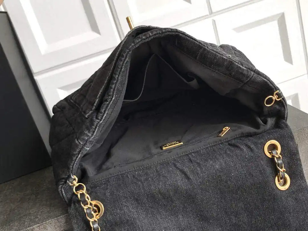 Chanel Maxi Flapbag 25C Washed Denim AS5734 Black